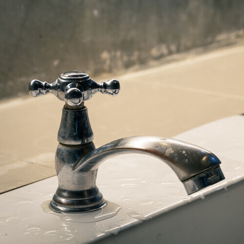 faucet on the bathroom sink